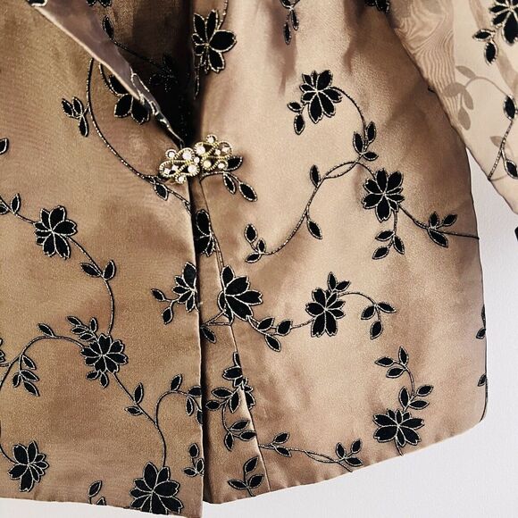 Dressbarn Woman Collection Brown & Black Floral Embellished Jacket ~ Plus Sz 20W - Picture 4 of 9